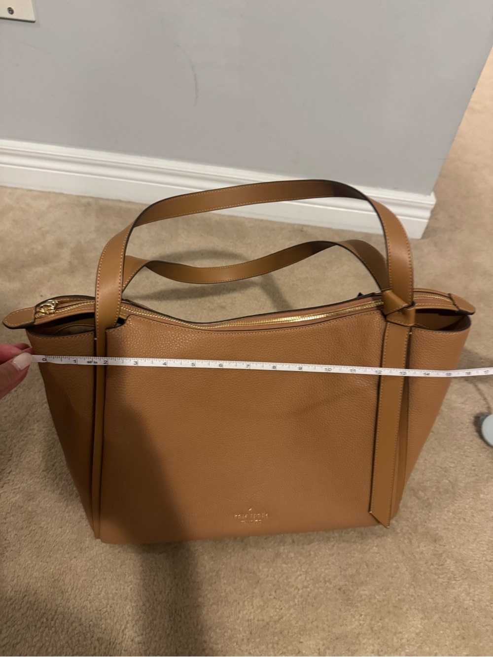 NWT - Kate Spade Pebbled Leather Shoulder Tote in Tan - Picture 9 of 12